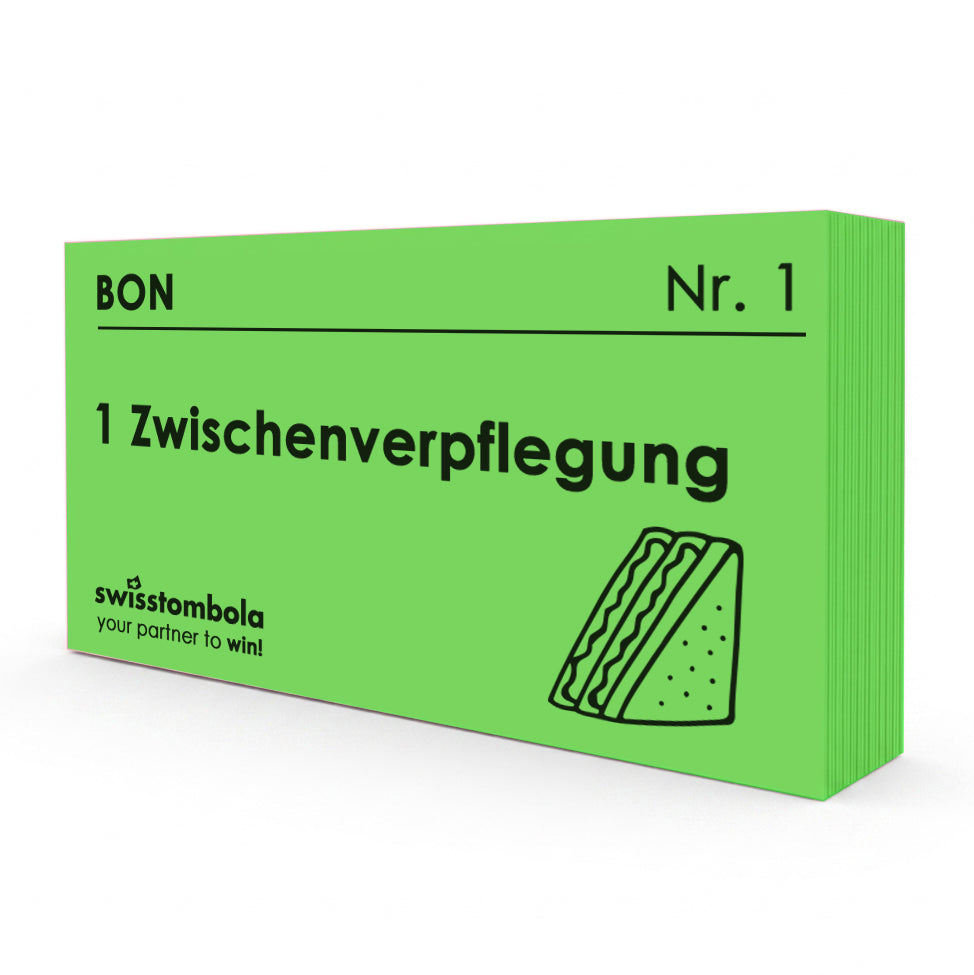 100 Gutscheine am Block, nummeriert, 1 Zwischenverpflegung
