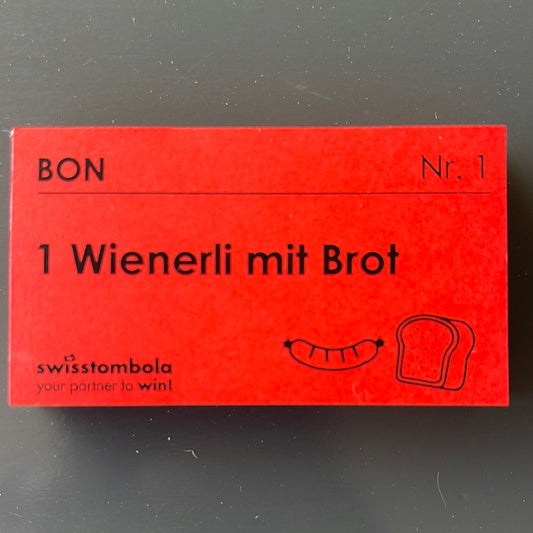 100 Gutscheine am Block, nummeriert, 1 Wienerli mit Brot
