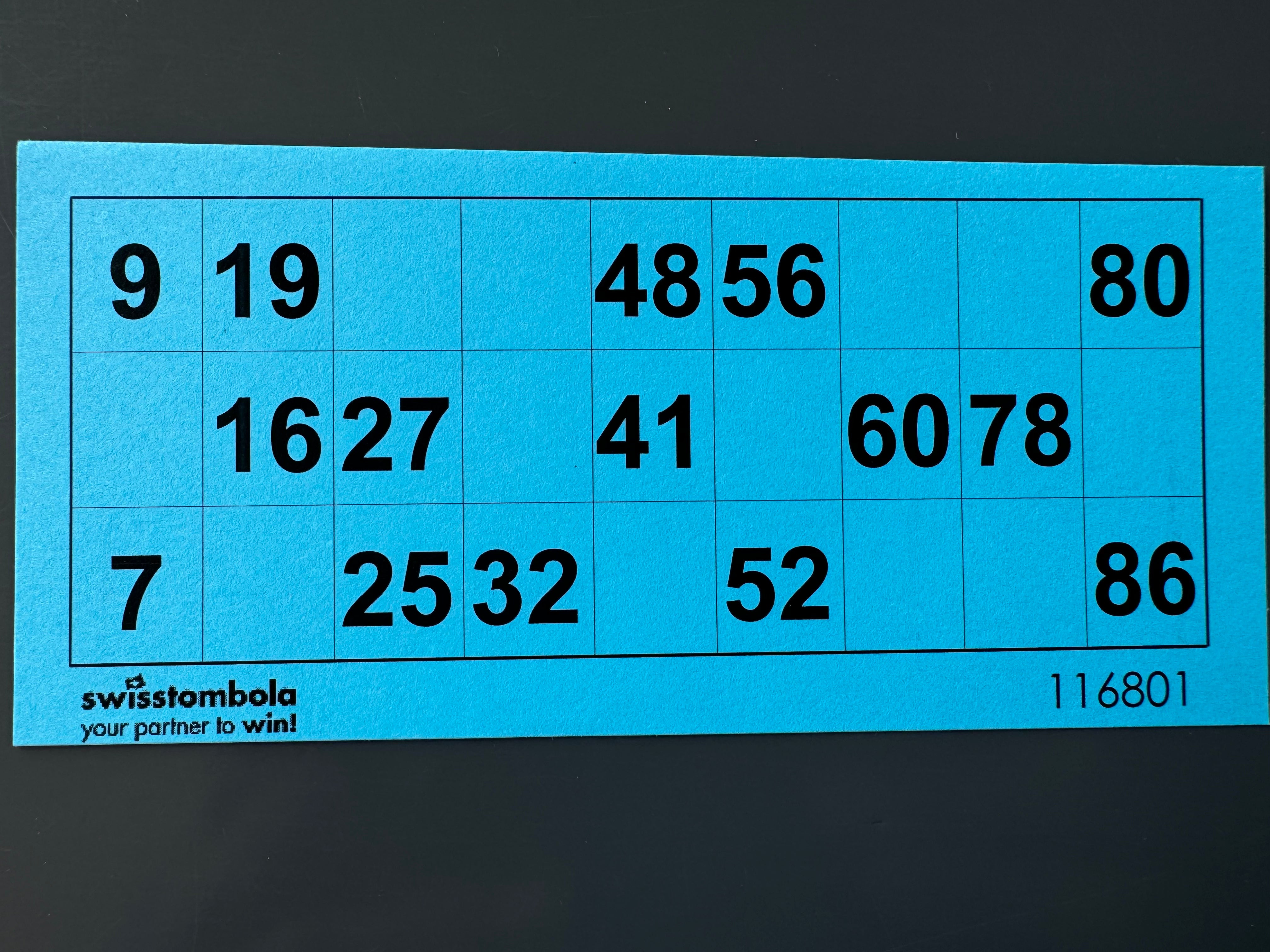 100 Lotto Karte mit einem Spiel 15 aus 90, Papier 160 Gramm, 148.5 x 70 mm