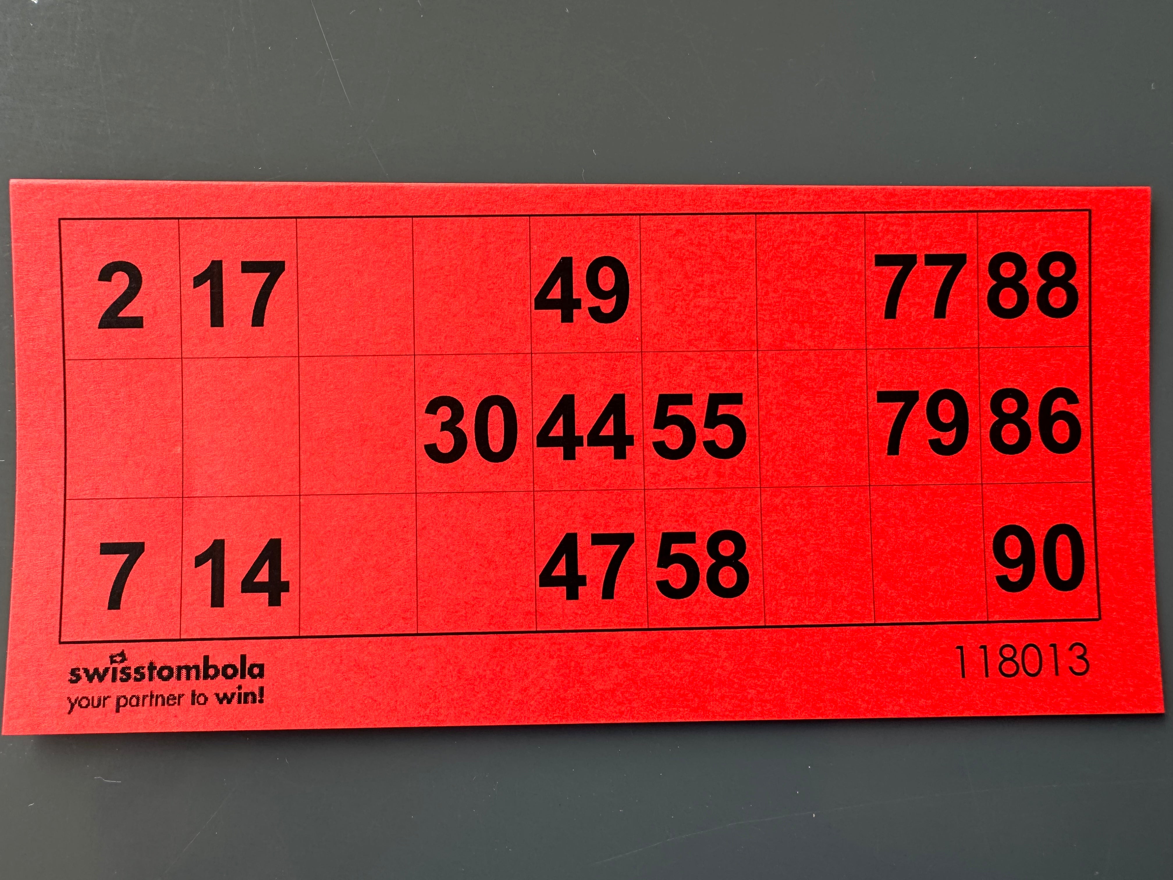 100 Lotto Karte mit einem Spiel 15 aus 90, Papier 160 Gramm, 148.5 x 70 mm
