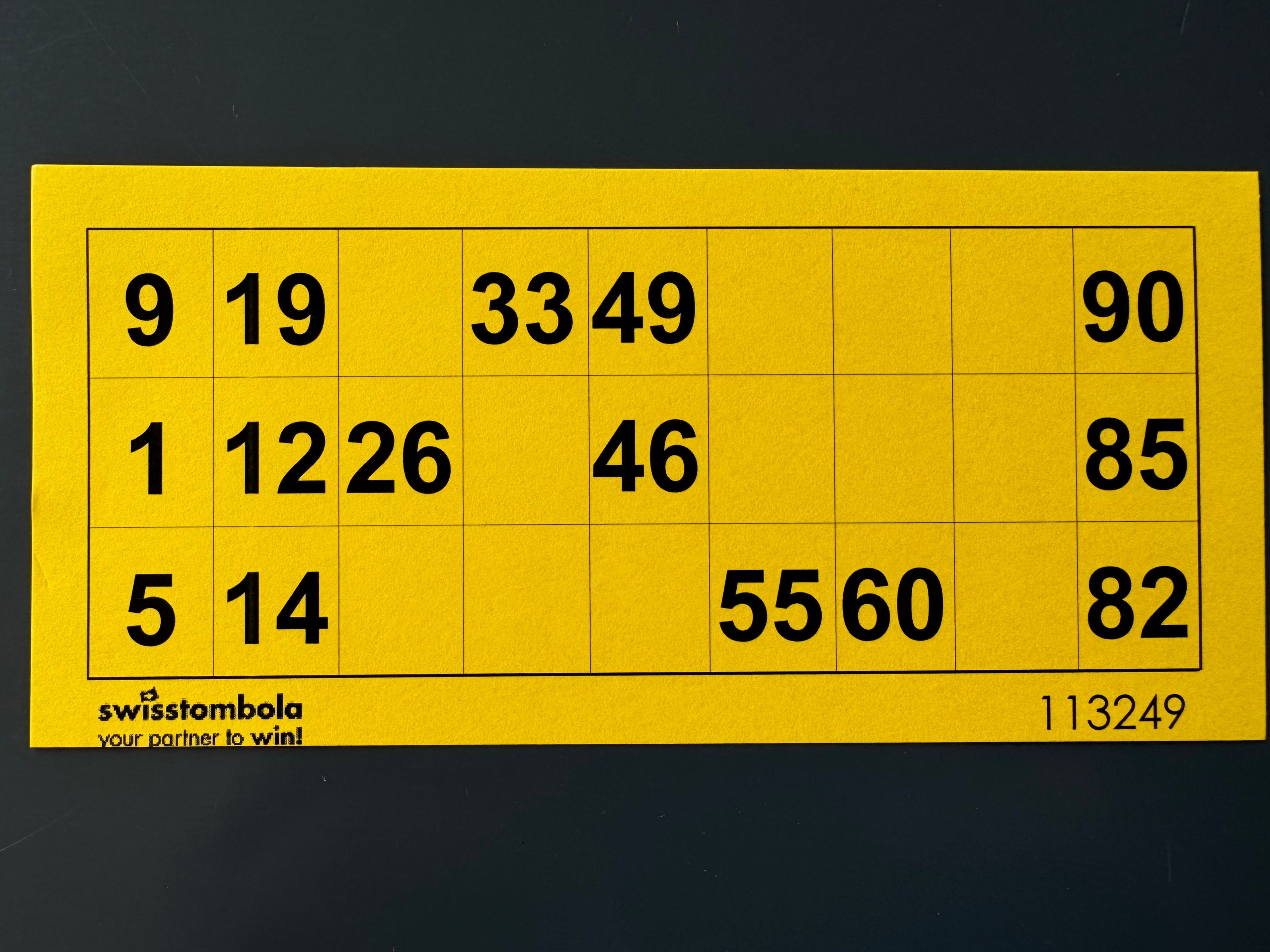 100 Lotto Karte mit einem Spiel 15 aus 90, Papier 160 Gramm, 148.5 x 70 mm