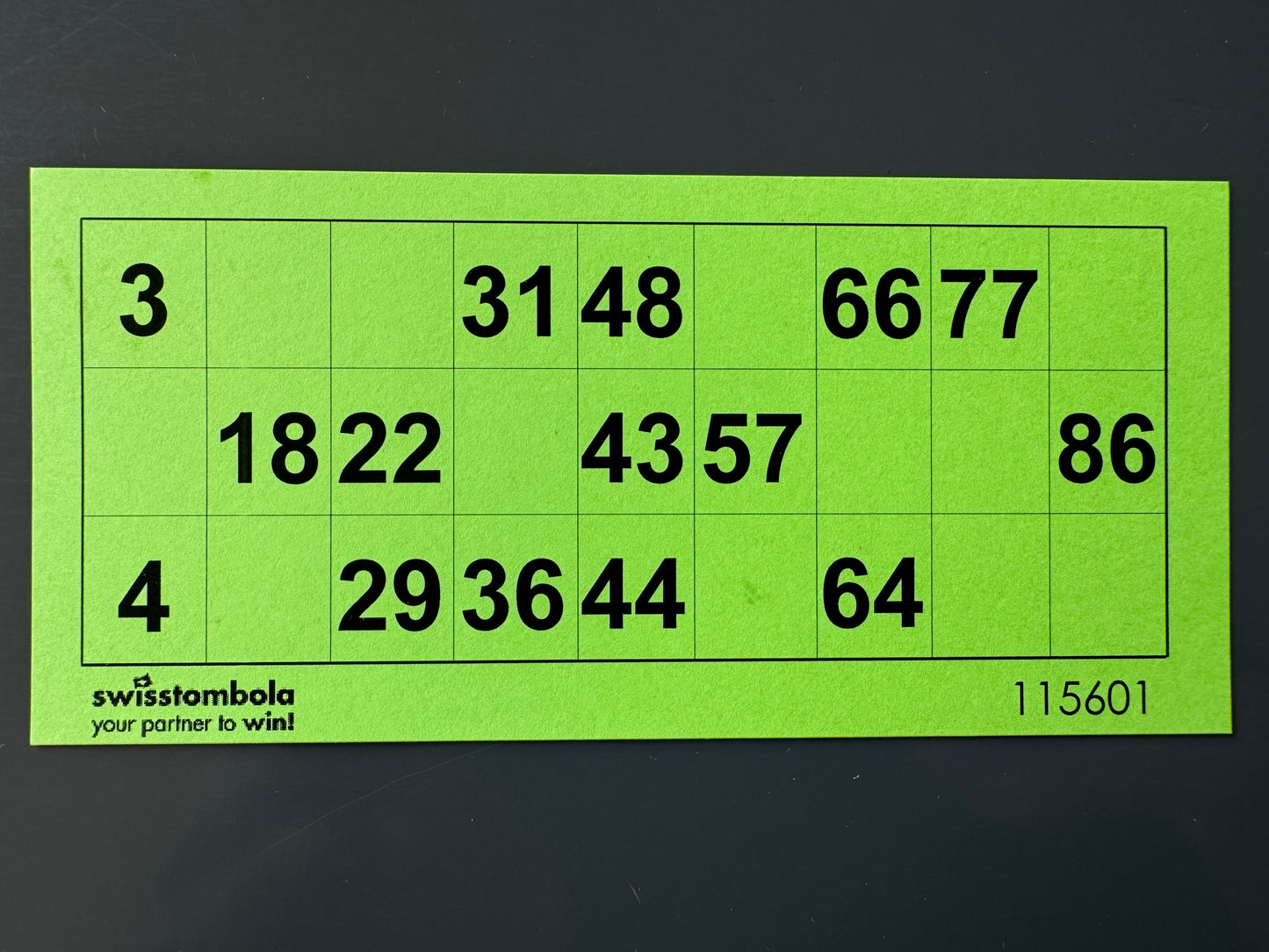 100 Lotto Blätter mit einem Spiel 15 aus 90, Papier 160 Gramm, 148.5 x 70 mm