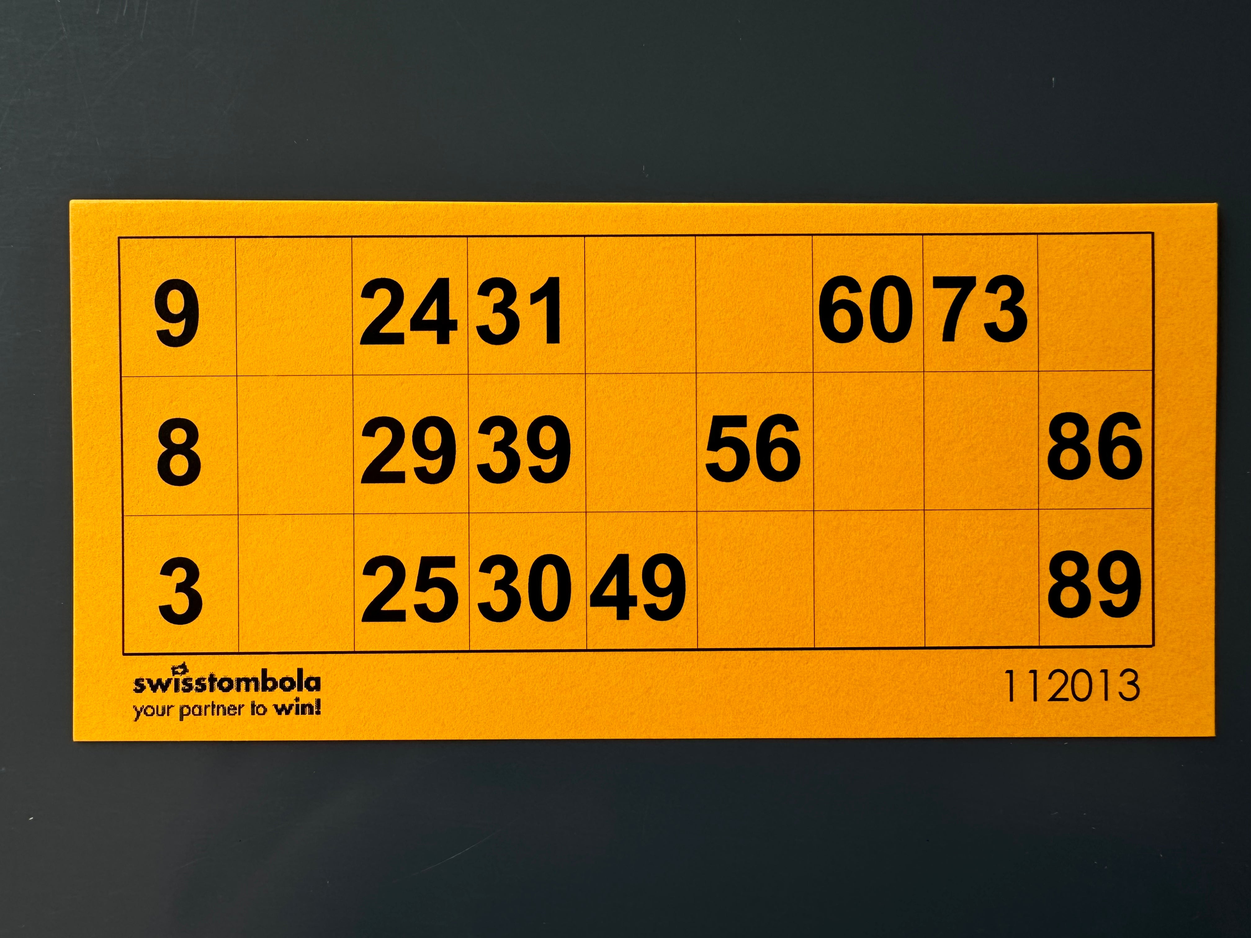 100 Lotto Karte mit einem Spiel 15 aus 90, Papier 160 Gramm, 148.5 x 70 mm