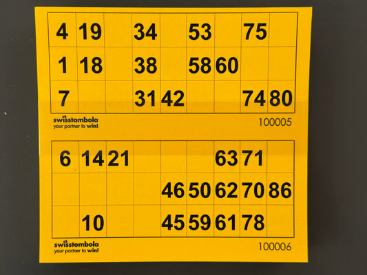100 Lotto Karten mit 2 Spielen 15 aus 90, Papier 160 Gramm, 148.5 x 140 mm