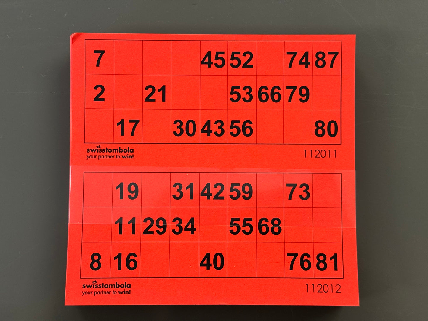 100 Lotto Karten mit 2 Spielen 15 aus 90, Papier 160 Gramm, 148.5 x 140 mm