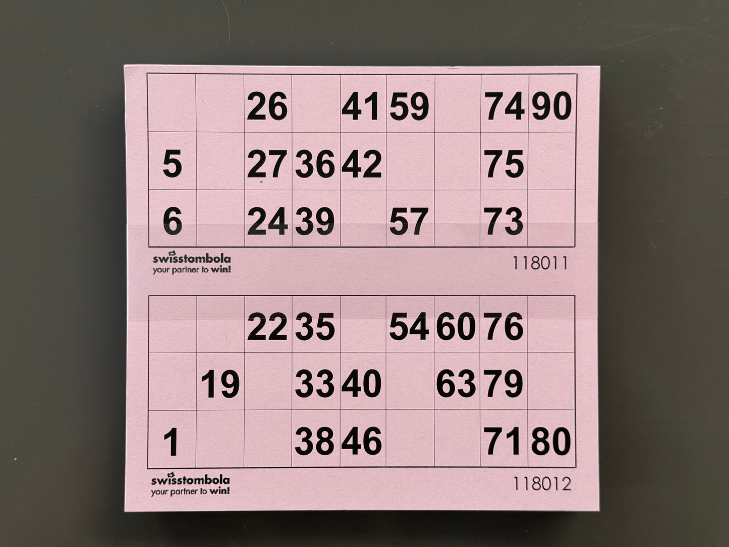 100 Lotto Karten mit 2 Spielen 15 aus 90, Papier 160 Gramm, 148.5 x 140 mm