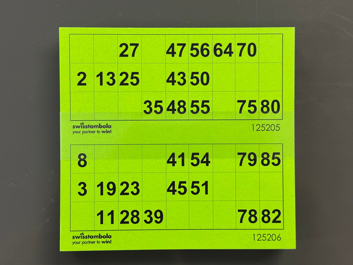 100 Lotto Karten mit 2 Spielen 15 aus 90, Papier 160 Gramm, 148.5 x 140 mm