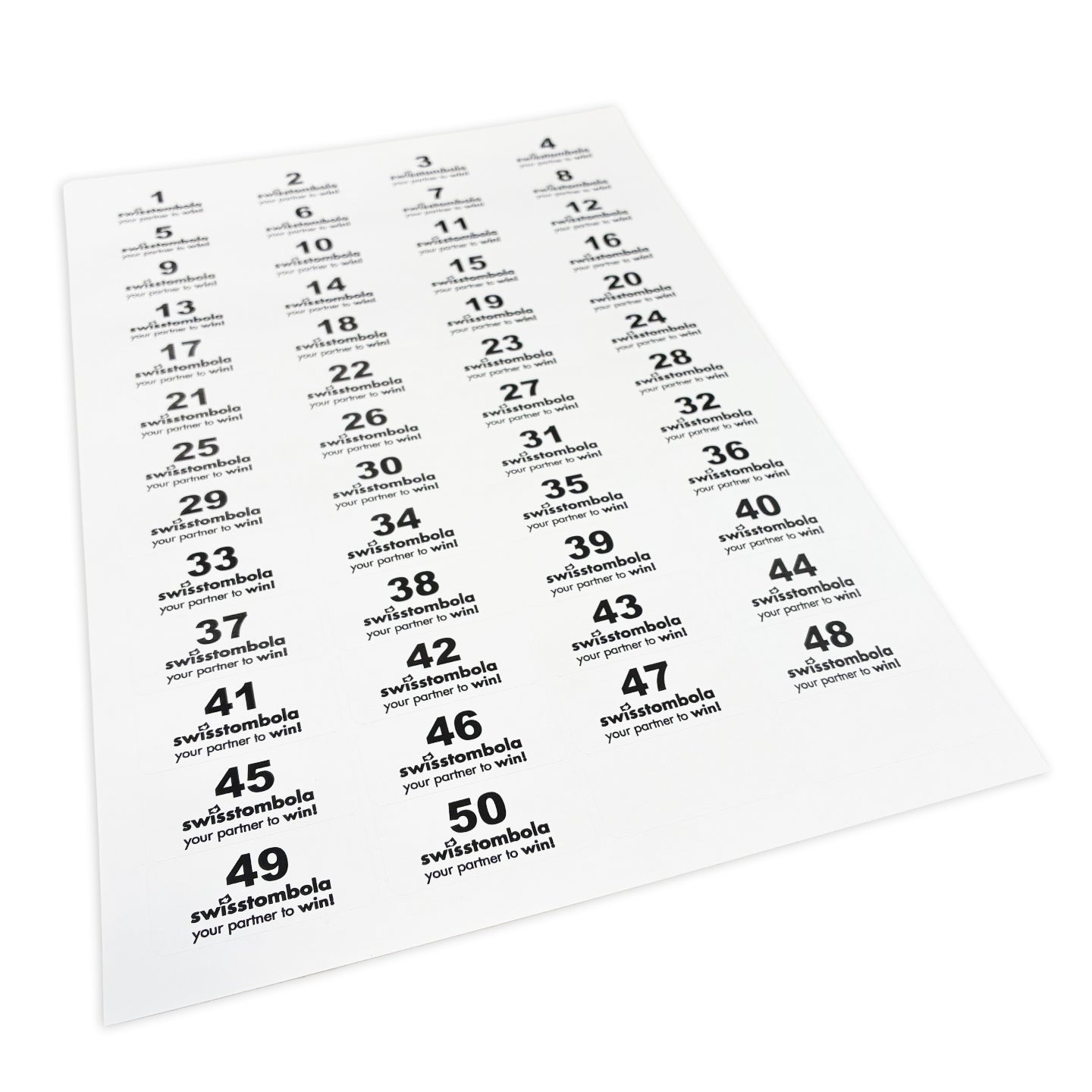 Aufklebe-Nummern fortlaufend (50 Stk. pro Bogen, 46x21 mm)
