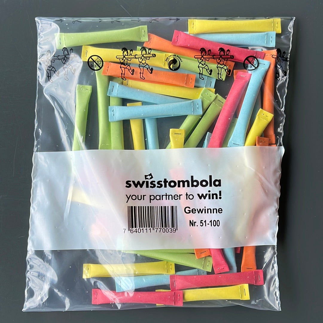 50 Swisstombola Sicherheitslose Treffer mit Nummer (5-farbig)
