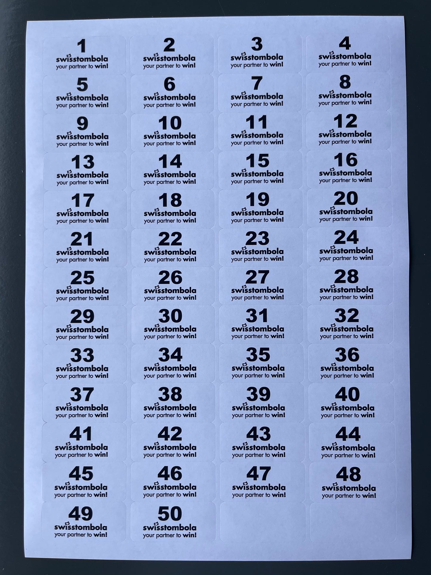 50 Aufklebe-Nummern (50 Nr. pro Bogen)