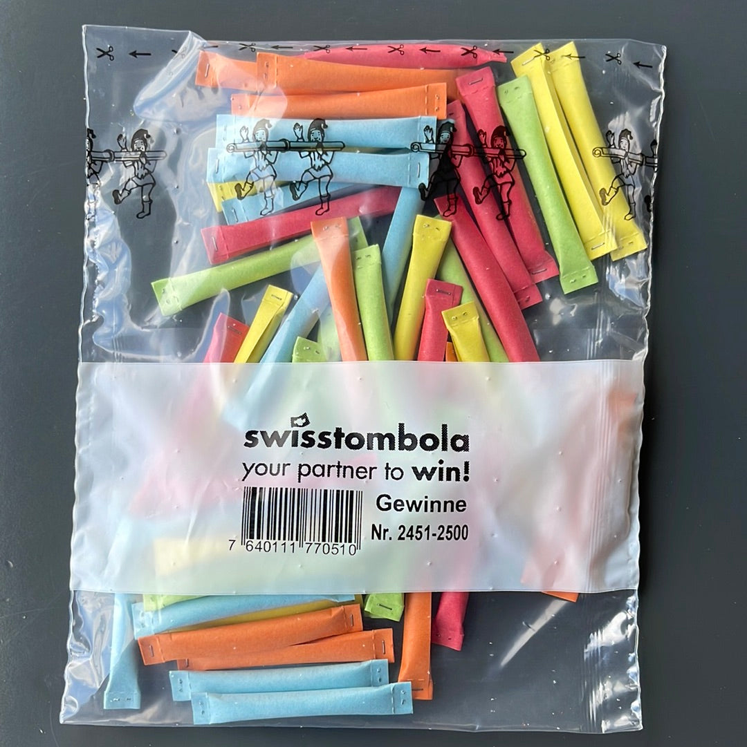 50 Swisstombola Sicherheitslose Treffer mit Nummer (5-farbig)