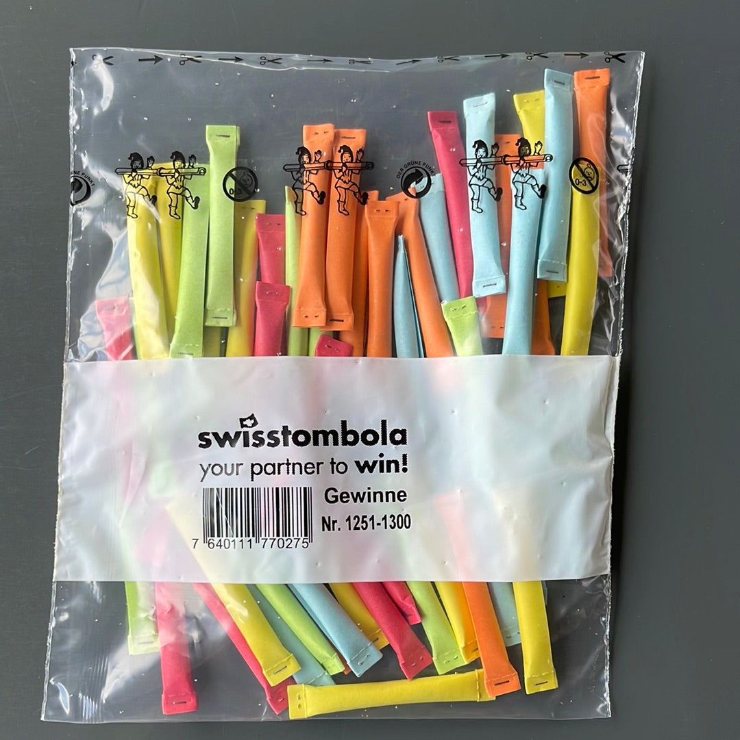 50 Swisstombola Sicherheitslose Treffer mit Nummer (5-farbig)
