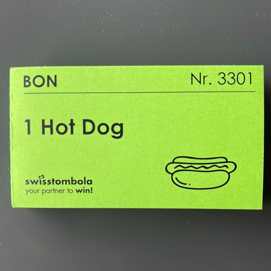 100 Gutscheine am Block, nummeriert, 1 Hot Dog