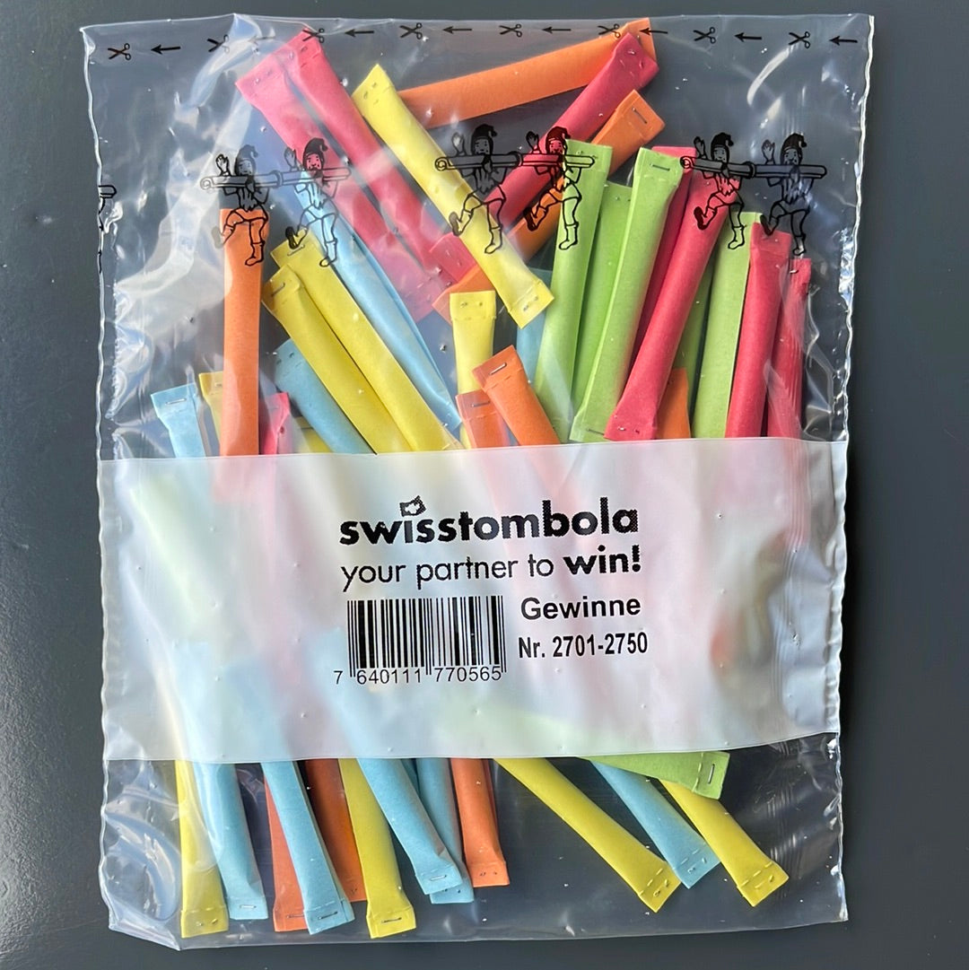 50 Swisstombola Sicherheitslose Treffer mit Nummer (5-farbig)