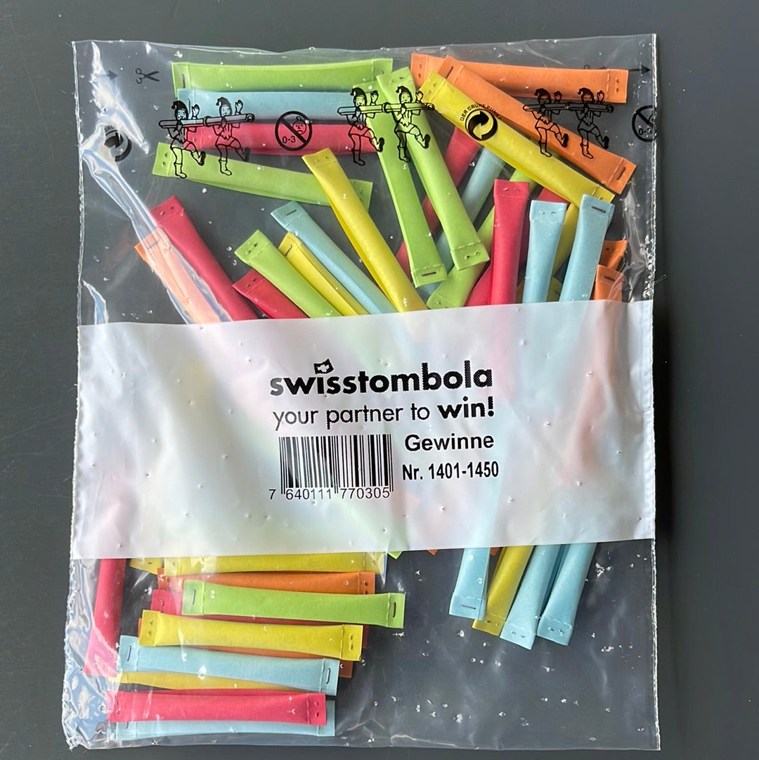 50 Swisstombola Sicherheitslose Treffer mit Nummer (5-farbig)