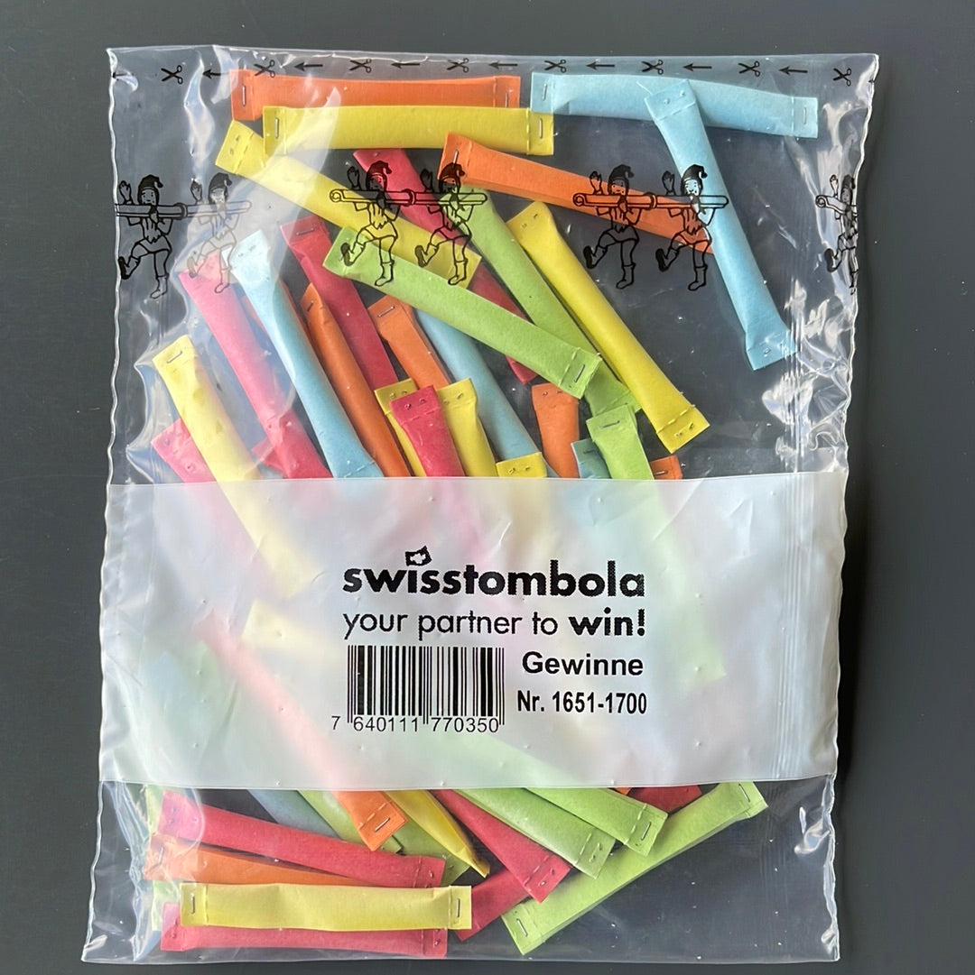 50 Swisstombola Sicherheitslose Treffer mit Nummer (5-farbig)