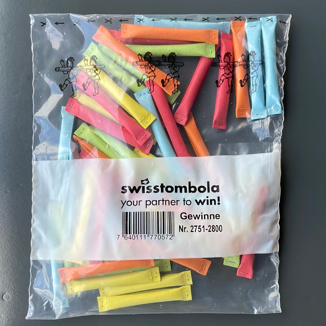 50 Swisstombola Sicherheitslose Treffer mit Nummer (5-farbig)
