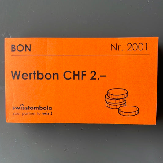 100 Gutscheine am Block, nummeriert, Wertbon CHF 2.-
