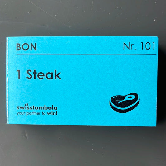 100 Gutscheine am Block, nummeriert, 1 Steak