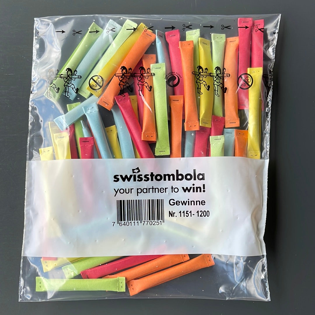 50 Swisstombola Sicherheitslose Treffer mit Nummer (5-farbig)