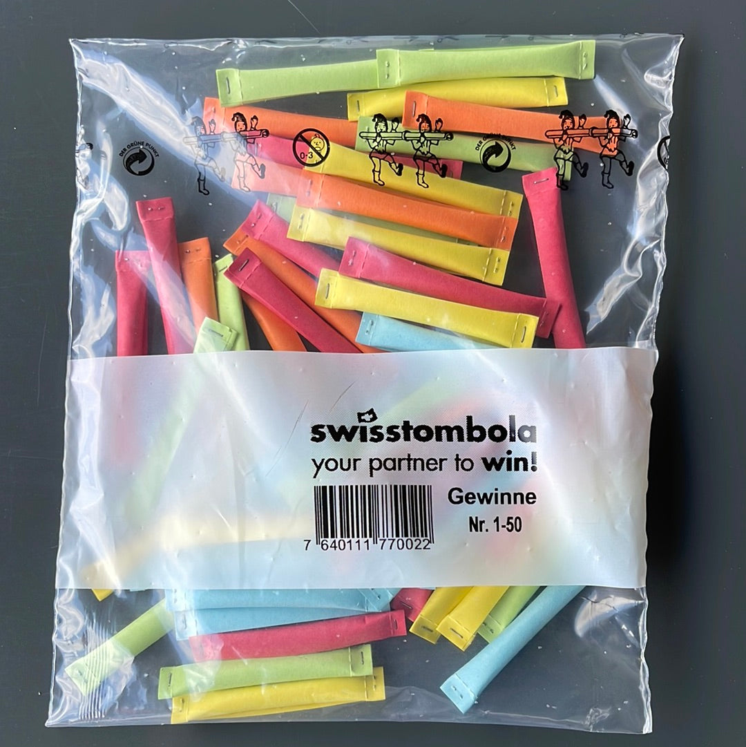 50 Swisstombola Sicherheitslose Treffer mit Nummer (5-farbig)