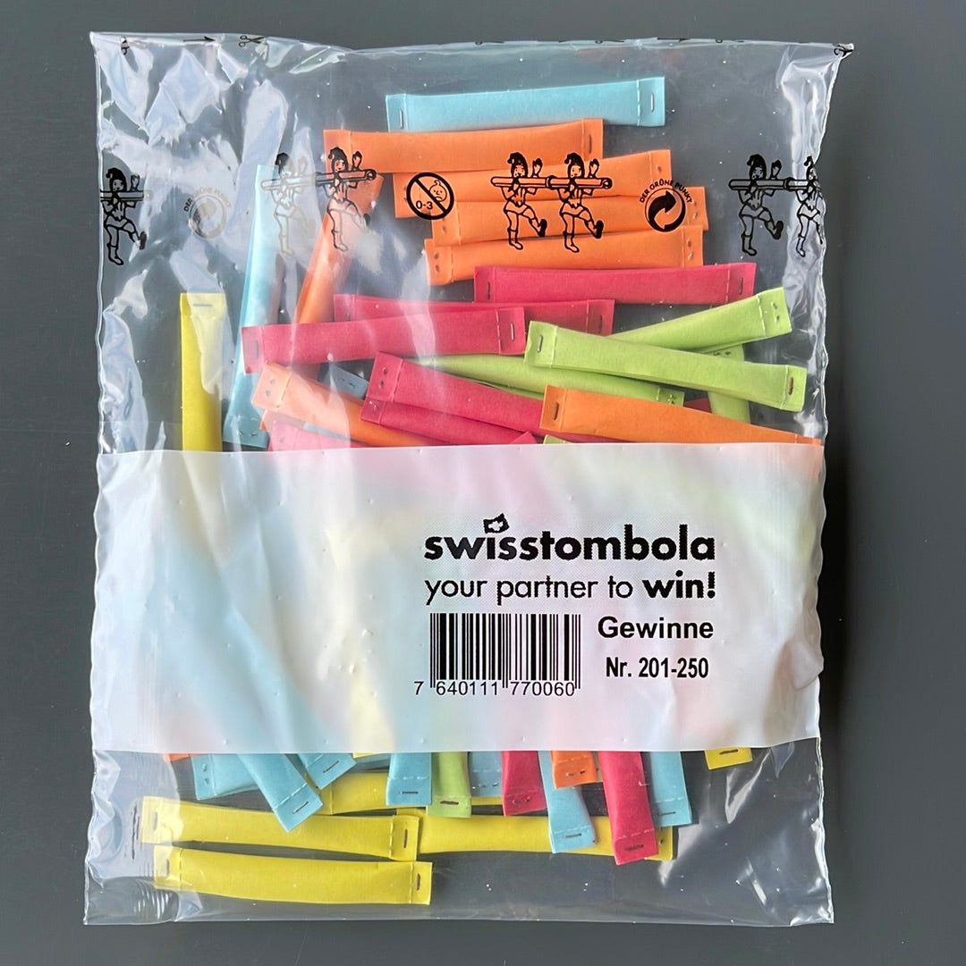 50 Swisstombola Sicherheitslose Treffer mit Nummer (5-farbig)