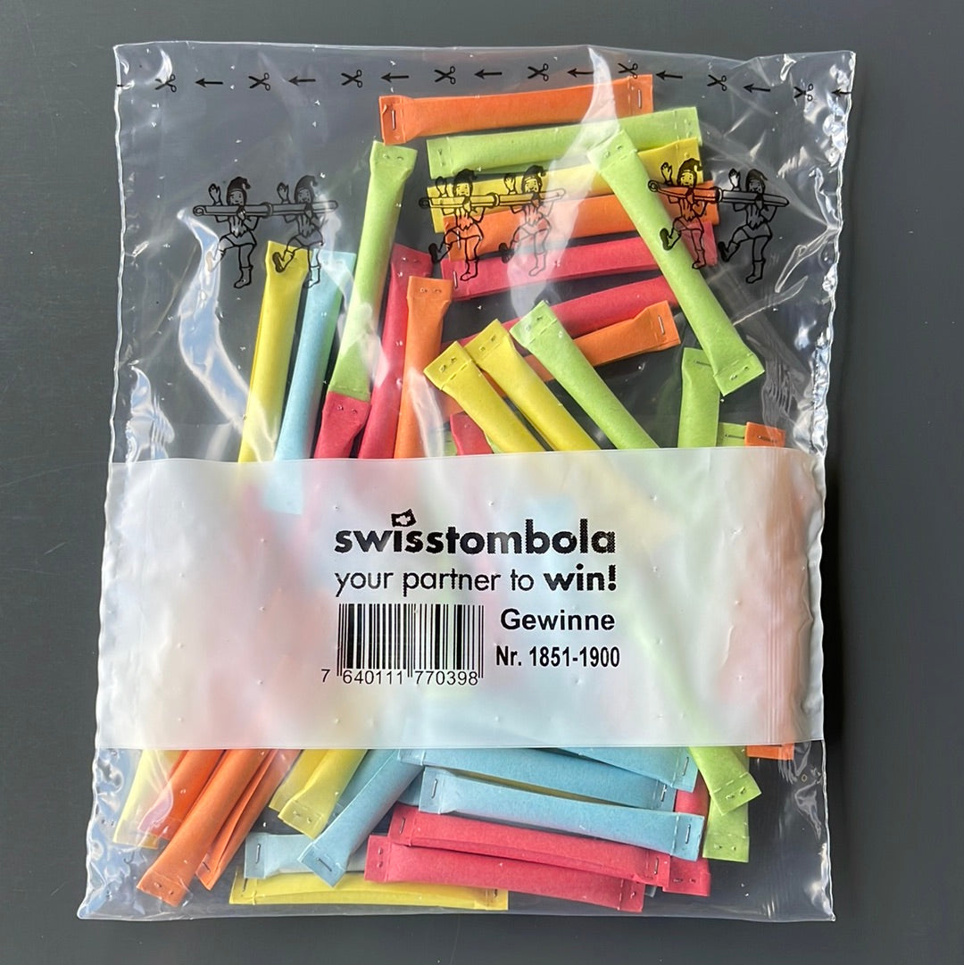 50 Swisstombola Sicherheitslose Treffer mit Nummer (5-farbig)