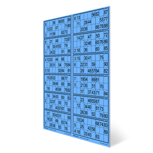 100 Lotto Karten mit 12 Spielen 15 aus 90, Papier 160 Gramm, 297 x 420 mm