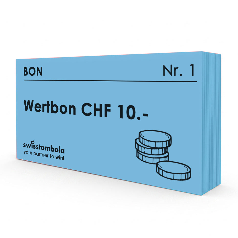 100 Gutscheine am Block, nummeriert, Wertbon CHF 10.-