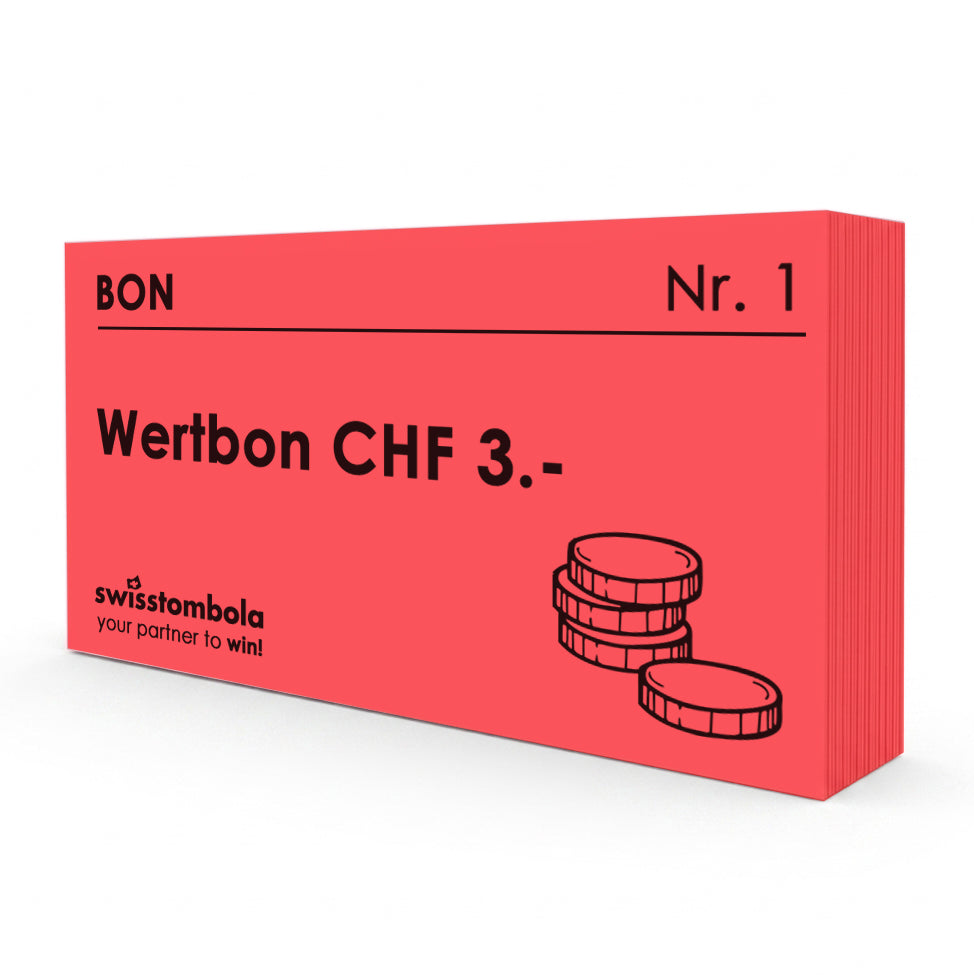100 Gutscheine am Block, nummeriert, Wertbon CHF 3.-