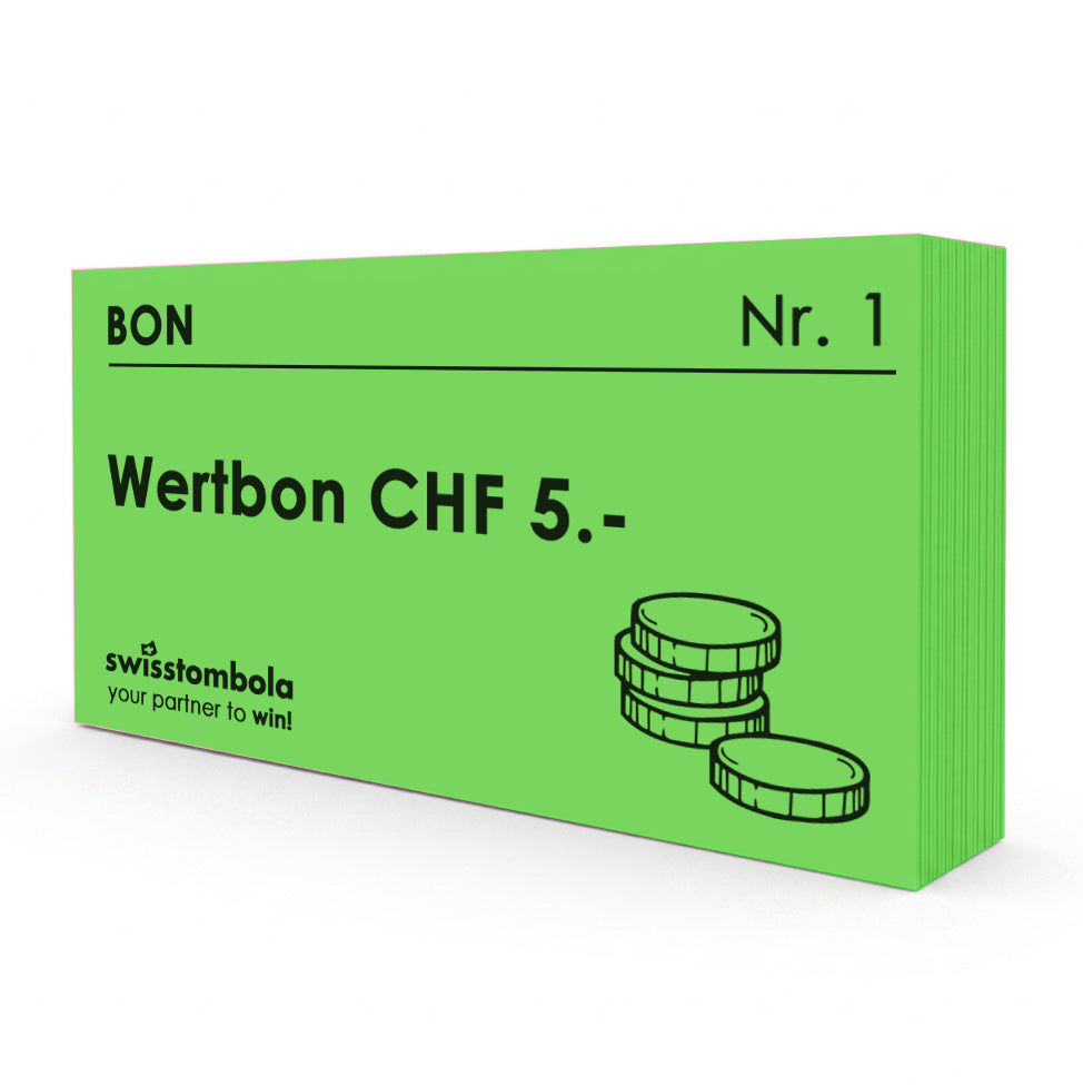 100 Gutscheine am Block, nummeriert, Wertbon CHF 5.-